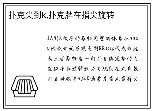 扑克尖到k,扑克牌在指尖旋转